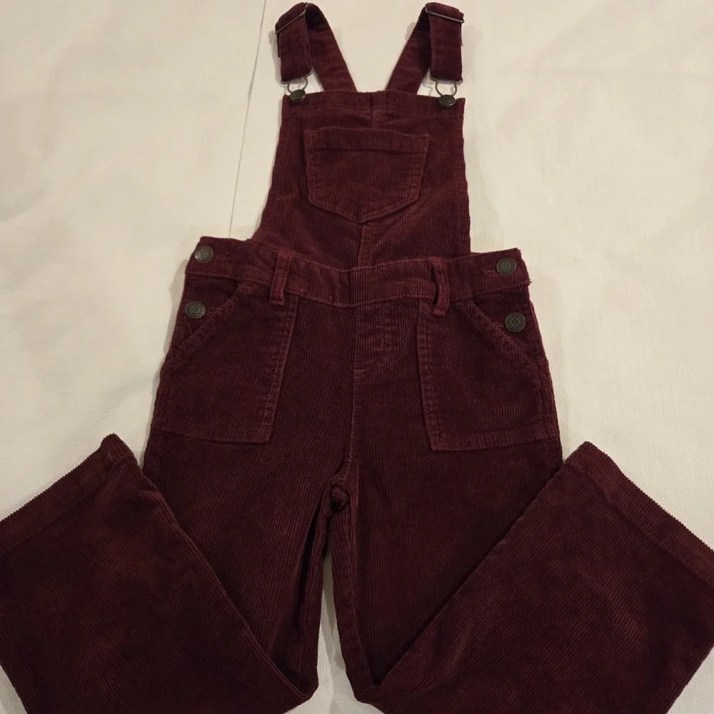 Cat & Jack Girl's Burgundy Corduroy Overalls Adjustable‎ Straps Size XS 4/5